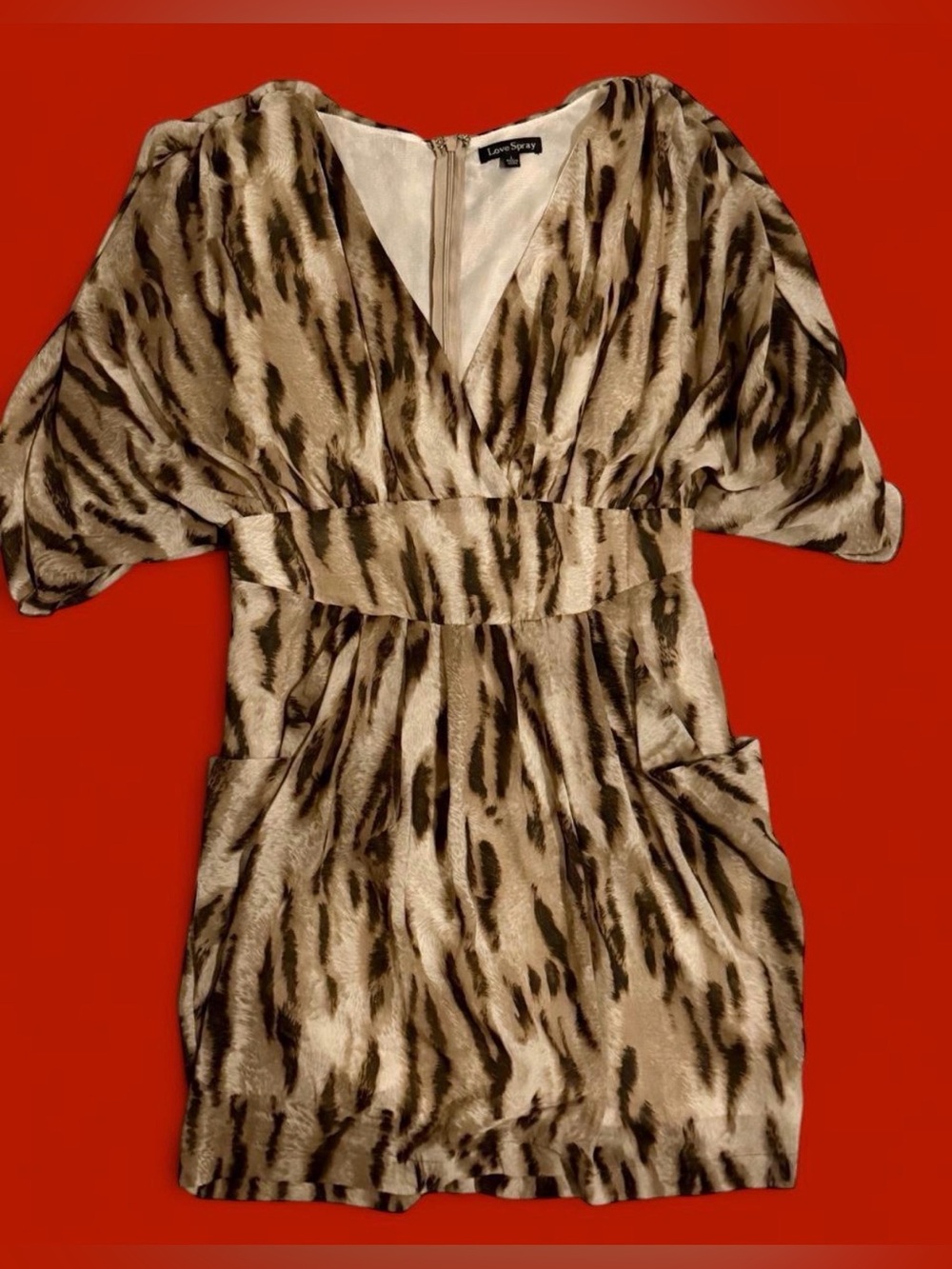 Brown Animal-Print V-Neck Tunic